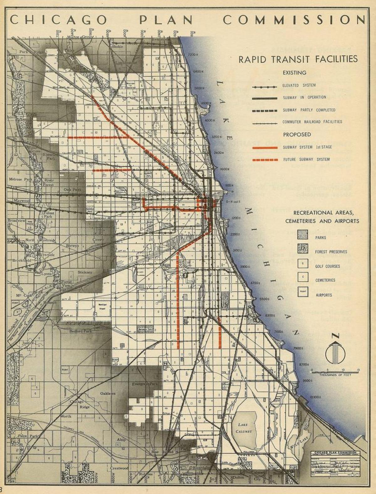 kort af Chicago neðanjarðarlestinni