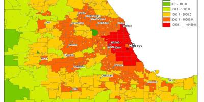 Mannfjölgun kort af Chicago
