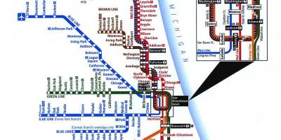 Chicago metro línur kort