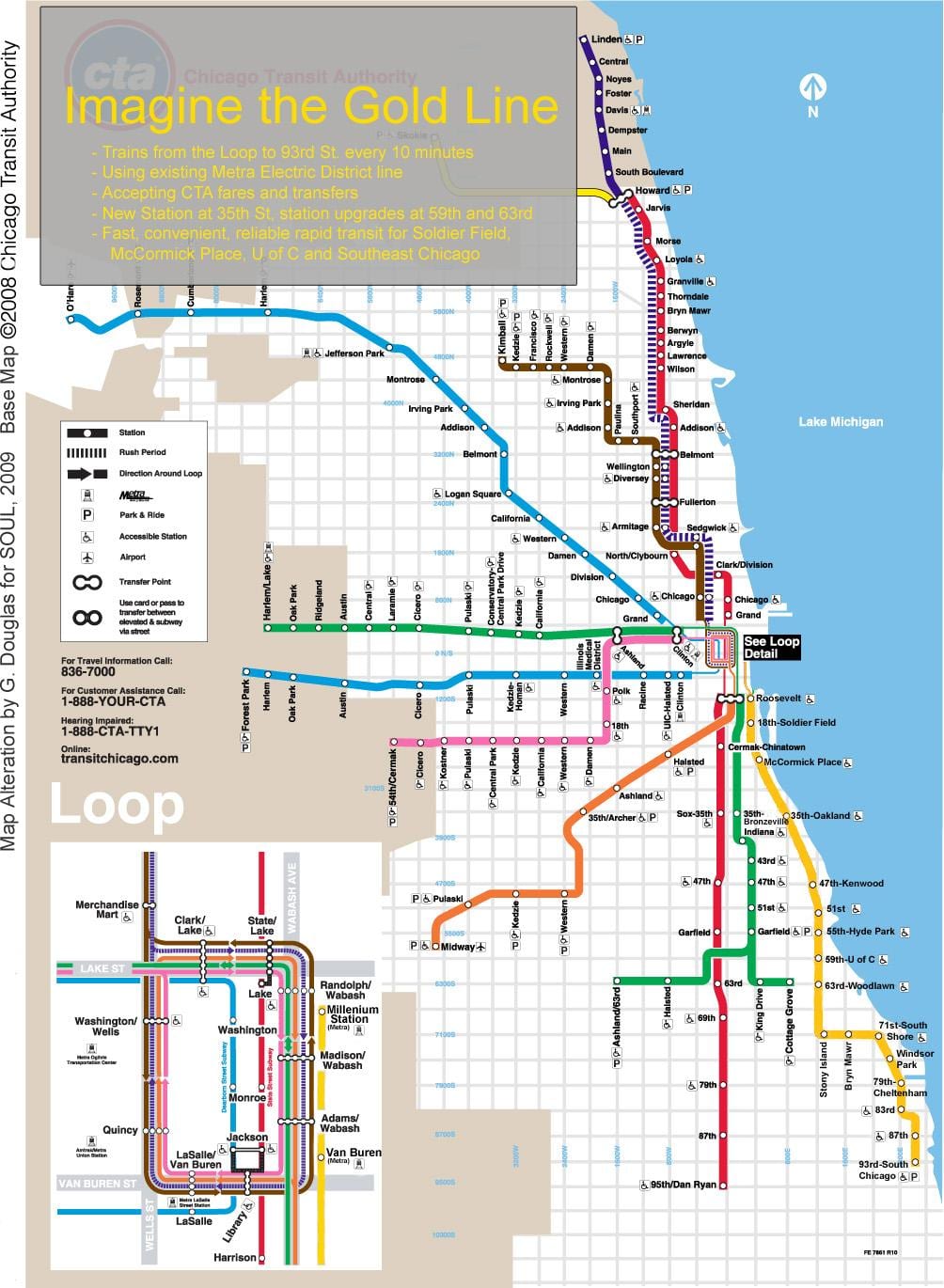 Chicago lest kort bláa línan