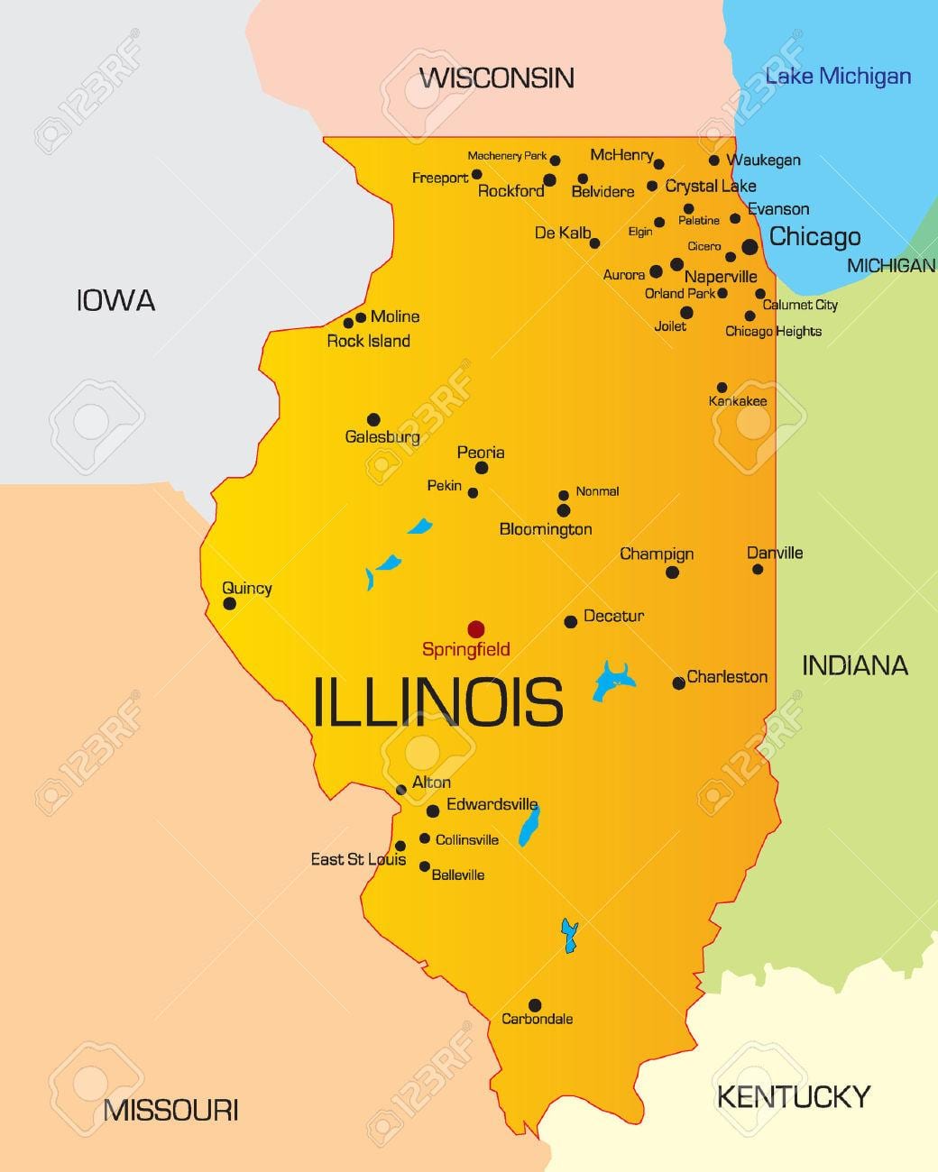 Chicago ríkisins kort
