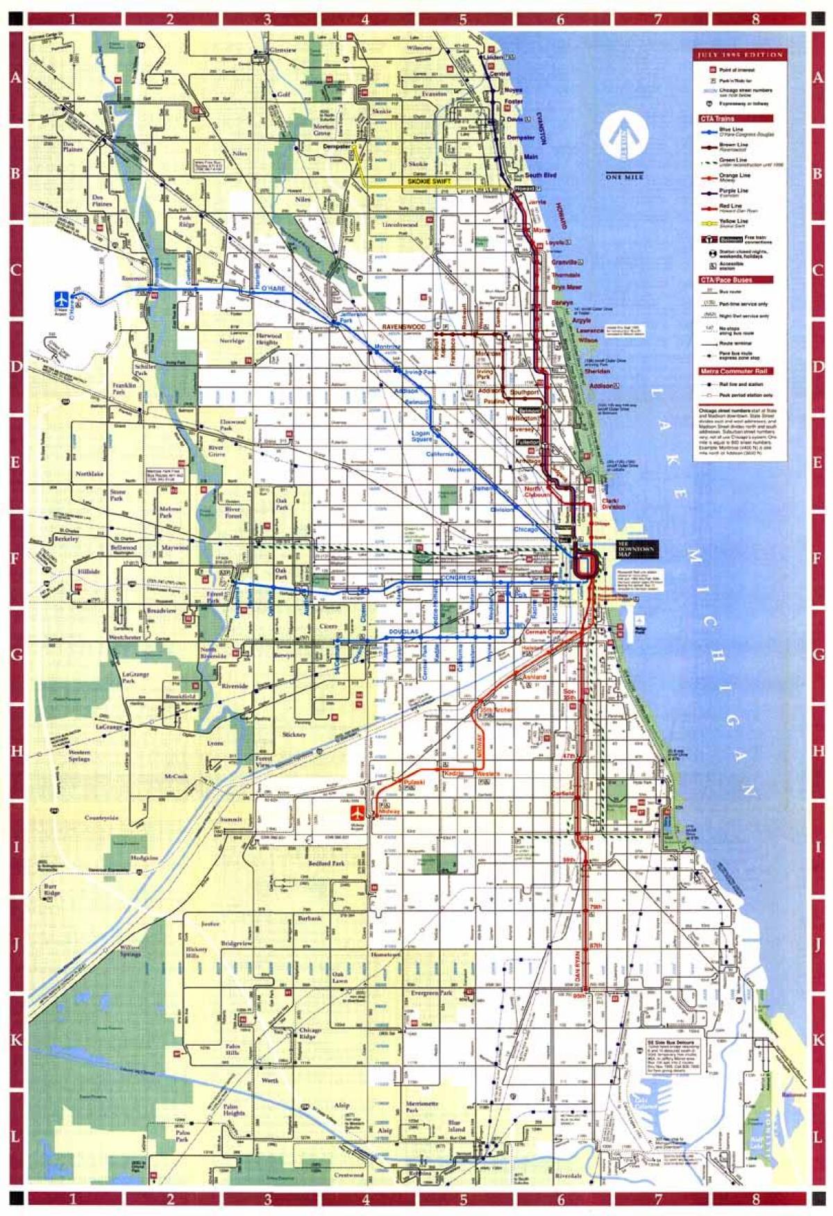 kort af Chicago borginni