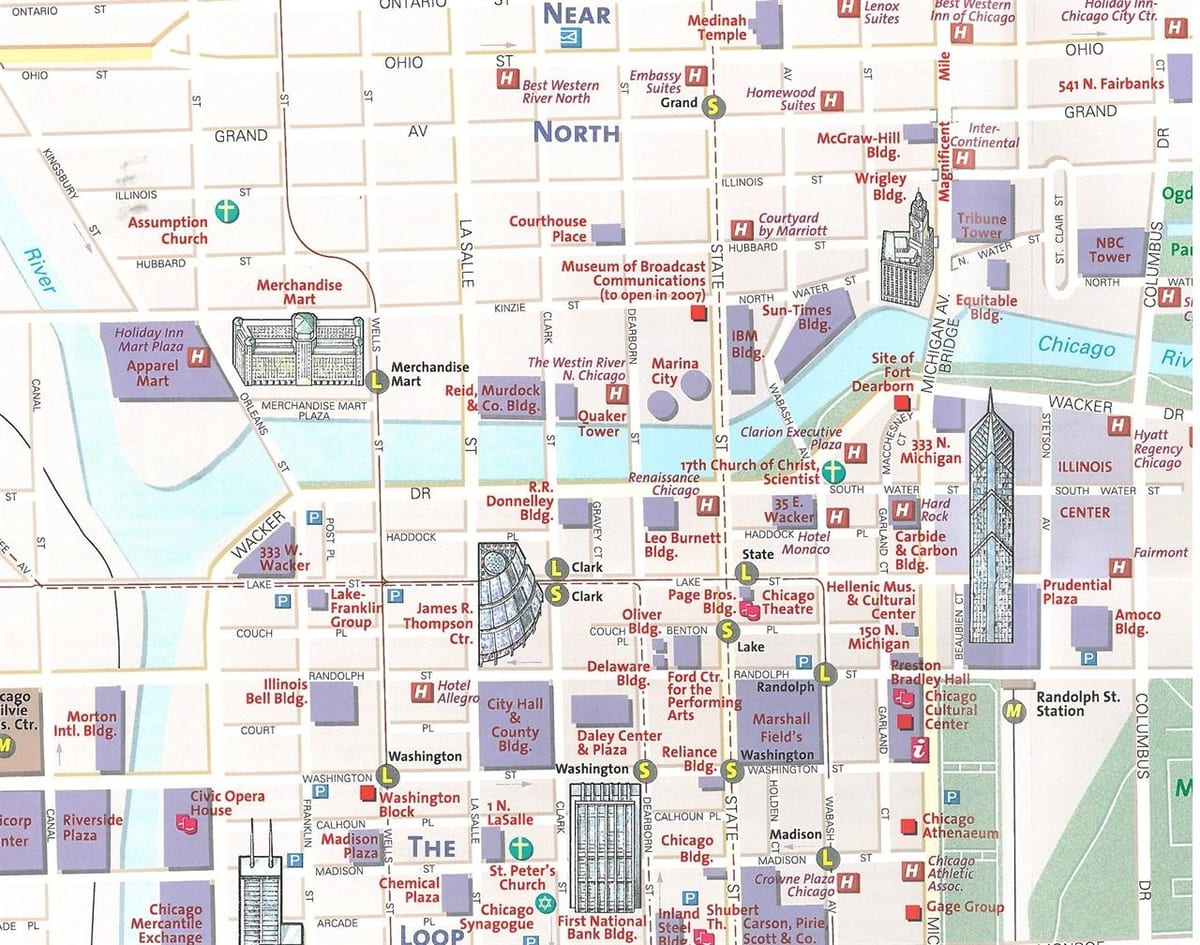 ferðamaður kort af Chicago