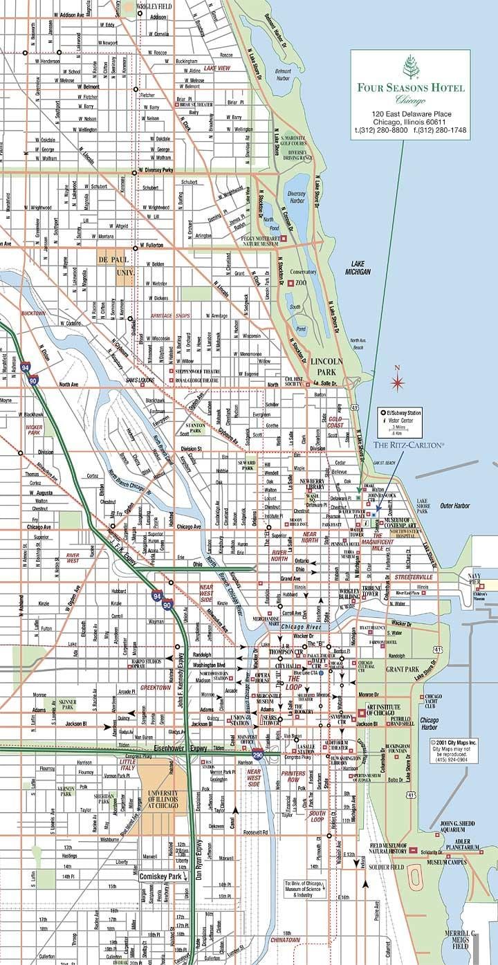 götunni kort af Chicago
