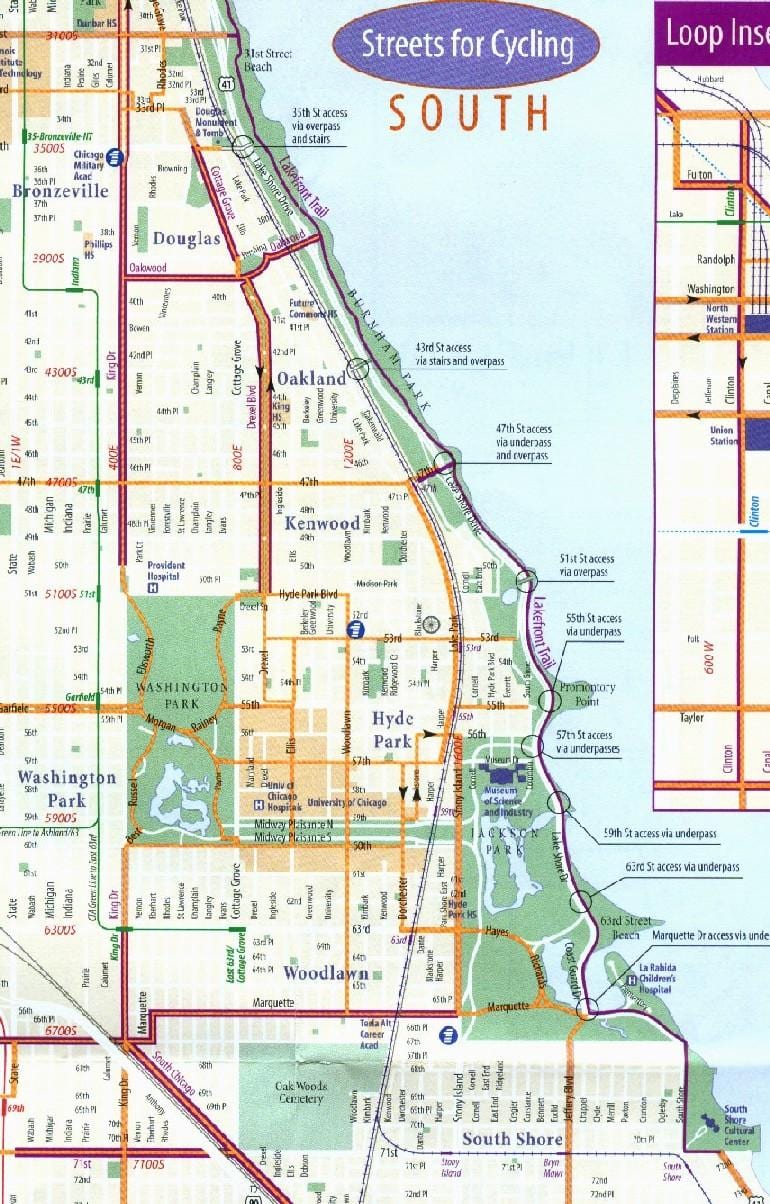 Chicago hjólinu lane kort