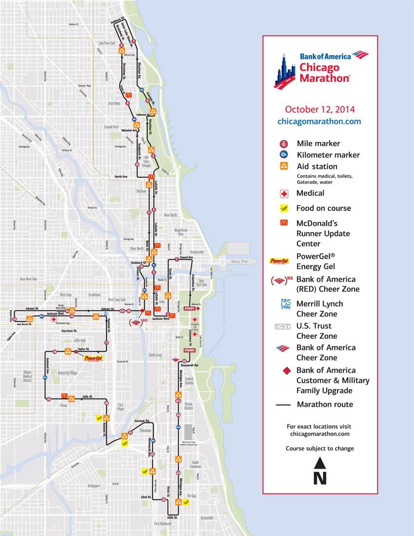 Chicago maraþon keppninni kort