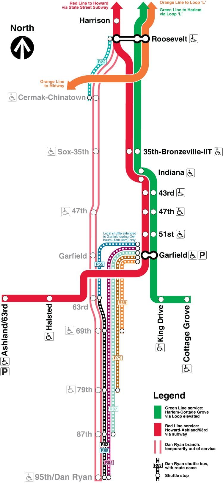 Chicago cta rauða línu kort