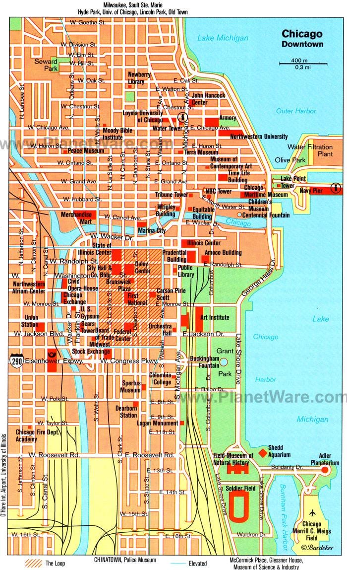 kort af söfn í Chicago