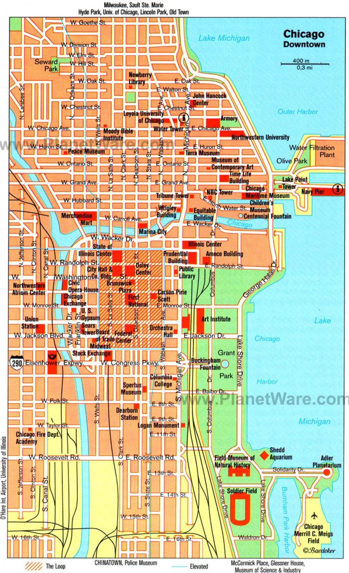 kort af Chicago staðir