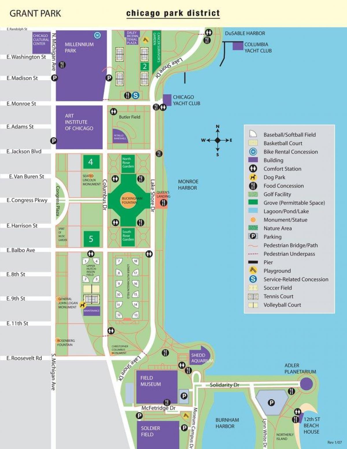 kort af grant park Chicago