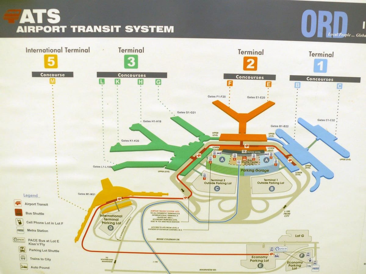 kort Chicago O ' Hare flugvöllur