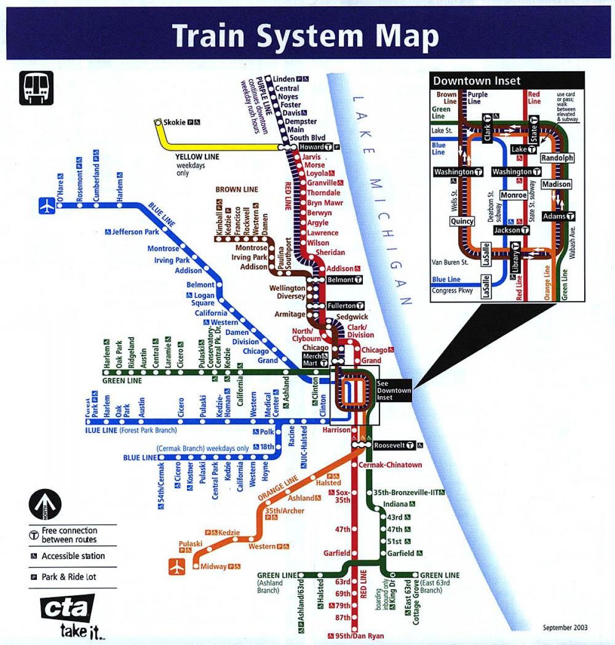 Chicago metro línur kort