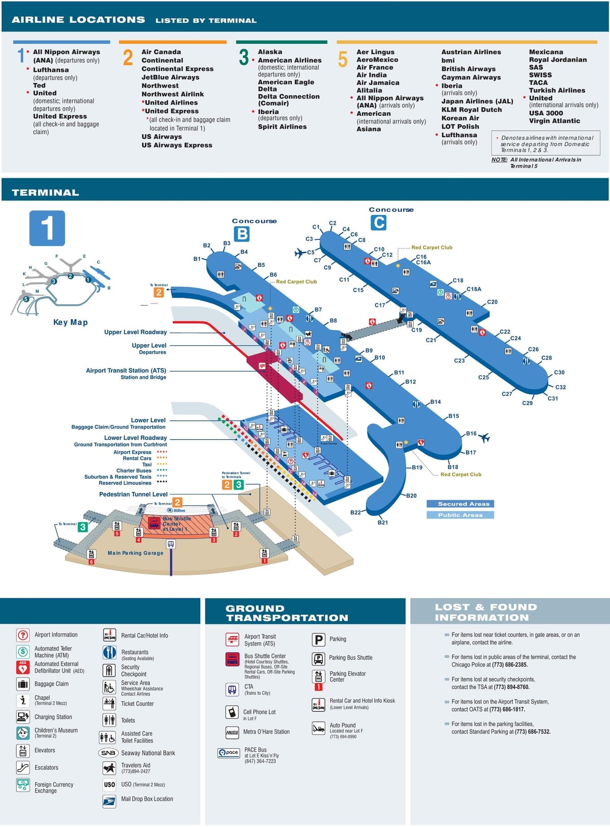 kort af O ' Hare terminal 1