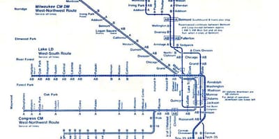 Kort af bláa línan Chicago