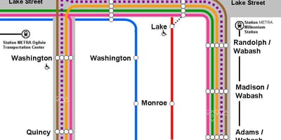 Appelsínugulur línu kort Chicago