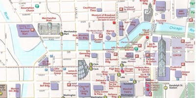 Ferðamaður kort af Chicago