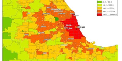 Mannfjölgun kort af Chicago