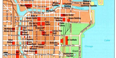 Kort af Chicago staðir