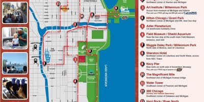 Hoppaðu á hop burt Chicago ferð kort
