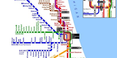 Neðanjarðarlestinni í Chicago kort