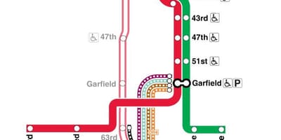 Kort af red línu Chicago