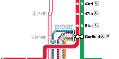Chicago neðanjarðarlestinni kort rauða línu